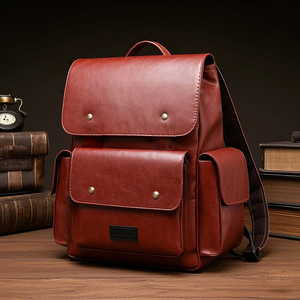 Mochila de viaje portátil de cuero de moda de alta calidad estilo de negocios con correa sistema de transporte forro portátil al aire libre - Product Image 1