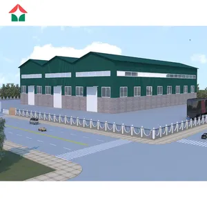 Armazém de edifícios de armazenamento de estrutura de portão de construção de estrutura de aço pré-fabricada de grande vão