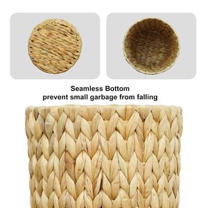 Paniers de rangement sur pied en osier rond en jacinthe d'eau Poubelle élégante et écologique pour la salle de bain et le bureau - Product Image 4