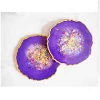 Sous-verres en résine époxy motif floral avec support, moules écologiques, plateau en silicone traditionnel peint à la main par ARTISAN CRAFT