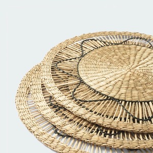 Napperons ronds en osier soleil noir produits écologiques fabriqués au Vietnam napperon décoration de table en gros - Product Image 3