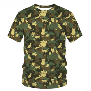 <b>Men's</b> Camouflage for Cat 3D Printed Summer <b>T</b>-<b>Shirt</b> Casual Short Sleeve Top Trendy Fashion Clothing with Blank Design - Product Image 1
