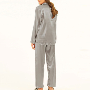 Vêtements de nuit en satin confortables et respirants Pyjamas en soie pure Douceur pour la peau Ensembles de vêtements de nuit pour femmes Véritable pyjama en soie - Product Image 3