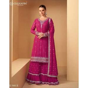 Mejor Tela Última Colección Excelente Desgaste Nuevo Diseñador Georgette Salwar Kameez Con Bordado Trabajo Exportador Mundial - Product Image 6