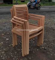Chaises empilables de jardin de patio en bois de teck Mobilier d'extérieur indonésien