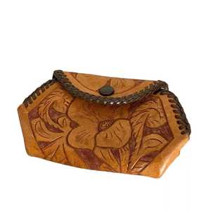 กระเป๋าใส่เหรียญสไตล์ตะวันตกของผู้หญิงกระเป๋าคลัทช์หนังขนสัตว์สีน้ำตาลกระเป๋าสตางค์ที่ไม่ซ้ำใครพร้อมซิปปิด - Product Image 2