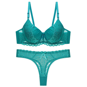 Ensemble de culottes de Lingerie en dentelle Sexy pour femmes respirant sans fil Hipster rassemblement soutien-gorge de levage et ensemble de slip taille basse - Product Image 4