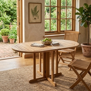 Outdoor <b>Folding</b> Teak Wood <b>Dining</b> Set <b>Folding</b> Oval <b>Table</b> <b>Chairs</b> Solid Wooden Bistro Set Patio Garden Furniture Setup Art Decor - Product Image 3