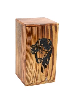 Urnas de madera quemadas antiguas para cenizas humanas Urna de cremación de madera de pino grande para adultos para entierro de cenizas (250 pulgadas cúbicas Jesucristo) - Product Image 3