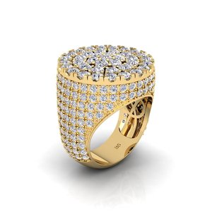 Luxury Women's <b>Cocktail</b> <b>Ring</b> With Round Brilliant Moissanite Pave Setting In 18K Solid <b>Gold</b> Crown Shape - Product Image 3