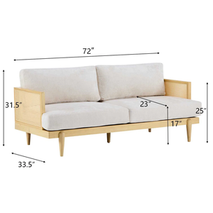 Lineage Corporation Dayton 72 \ "Brazo cuadrado Sofá de 3 plazas Bastón ajustable Marco de madera de ratán Rubberwood PE Rattan Loveseat - Product Image 5