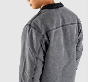 Chaqueta de trabajador pesada lavada vintage con cremallera personalizada para hombre, chaqueta de calle de moda de invierno de talla grande para hombre - Product Image 4