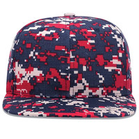Venta al por mayor promocional 6 paneles de impresión digital Camo Snapback Cap Multi Color Headwear sublimación Personalizar Snapback Cap Hombre