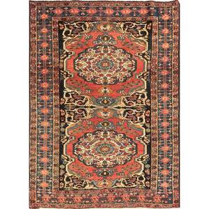 Alfombra Grande de Lana Anudada a Mano Aalam, Diseño Rectangular Abstracto con Medallón Rojo Naranja para el Hogar - Paem-410, para Entrada, Pasillo, Sala de Estar - Product Image 1