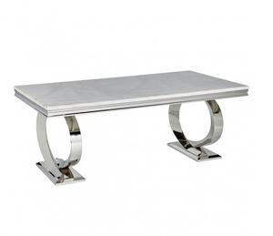Comedor con patas de metal de diseño moderno de acero inoxidable para sala de estar Comedor y mesa de centro con tapa de madera - Product Image 5