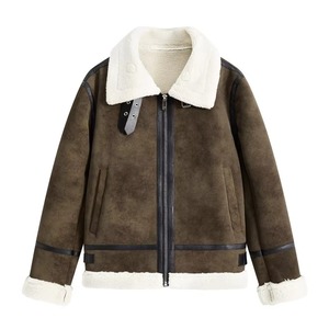 <b>Men</b> Sherpa Lined <b>Jacket</b> Faux <b>Suede</b> Bomber Coat Zip Up Winter Outerwear for Casual Streetwear - Product Image 3