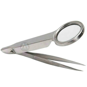 Pinzas inclinadas de acero inoxidable con lupa para cejas precisas y depilación ojo Bro astilla pinzas lupa - Product Image 3