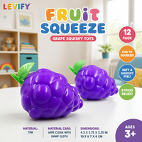 Jouet Squishy Raisin Violet, Anti-stress à Remontée Lente, Balle Souple à Presser, Jouet Fidget Texturé pour Enfants et Adultes