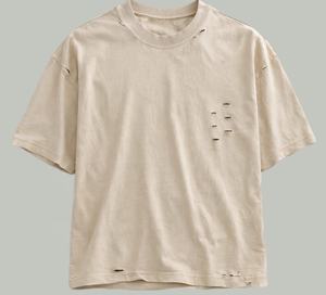 T-shirt pour homme vintage délavé à l'acide, surdimensionné, style streetwear, coton épais, bords bruts, imprimé graphique, t-shirts pour homme - Product Image 4