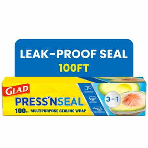 Glad Press'N Seal <b>Plastic</b> Food <b>Wrap</b>, 100 Square Foot <b>Roll</b>, Pack of 3, - Product Image 1