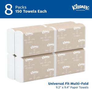 Serviettes en papier pliées Kleenex Professional, 9,2" x 9,4", 150 feuilles/paquet, 8 paquets/boîte (02046) - Product Image 2