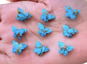 ลูกปัดทองแดงเทอร์ควอยส์รูปผีเสื้อสีเทอร์ควอยซ์หินแฟนซีสำหรับงานหัตถกรรมหรือการตกแต่งเครื่องประดับ - Product Image 2