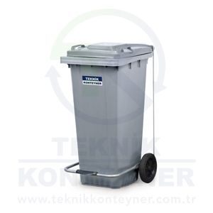 Recipiente de basura de pie de plástico Gris de 120L ecológico del fabricante turco con pedal - Product Image 2