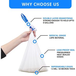 50pcs Leak-Proof & Odorless Potty Liners Bedside Commode Liners for Portable Toilets Commode Toilet Bags - Product Image 5