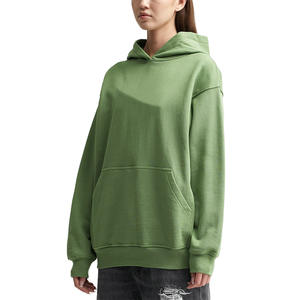 Femmes 100% coton goutte-épaule surdimensionné sweats à capuche manches longues avant sérigraphie Design lourd pour l'hiver décontracté 2026 - Product Image 2