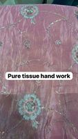 Tela de tejido puro de primera calidad, material transparente adornado a mano para saris de novia, lehengas, vestidos de fiesta, venta al por mayor.