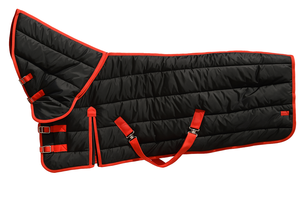 Couverture de participation d'hiver de tapis de cheval matelassé noir et rouge avec un design élégant - Product Image 4