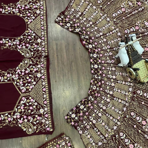 Beautiful Wedding Wear 4 <b>meter</b> flared Fox Georgette Lehenga With Can-Can and Canvas Layers - Product Image 1