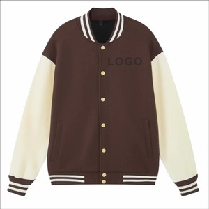 Veste universitaire de couleur unie de qualité supérieure pour hommes, uniforme de baseball ample à la mode, veste bombardier en toile imperméable et coupe-vent, veste décontractée - Product Image 4