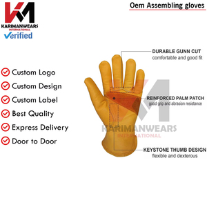 Guantes de Trabajo de Piel de Vaca, Ligeros, Ecológicos, con Protección para las Palmas, al Por Mayor - Product Image 6