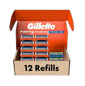 Pour les recharges de lames à double tranchant pour hommes 10 cartouches Fusion5 & 2 ProGlide Lubrastrip en acier inoxydable pour un rasage confortable - Product Image 1