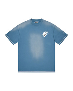 Camiseta OEM de gran tamaño de algodón pesado cuello redondo Vintage lavado logotipo personalizado lavado ácido bordado desgastado sol desvanecimiento - Product Image 6