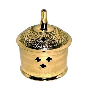 Brûleur d'encens en laiton gravé noir au design vintage pour la combustion d'encens religieux - Product Image 3