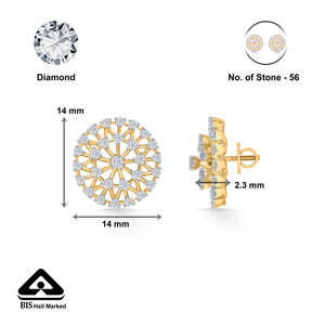 ต่างหูเพชรสำหรับผู้หญิง-ดีไซน์วงกลมทอง 14K - Product Image 5