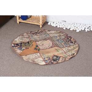 Vintage Beige Wool <b>Rug</b> 3.3 X 3.4 ft Patchwork Design Classic <b>Large</b> Area Rectangle Pattern <b>for</b> <b>Living</b> <b>Room</b> Bedroom <b>for</b> Teens - Product Image 3