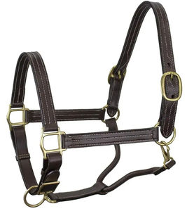 Harnais de cheval en cuir rembourré de qualité supérieure - Coutures blanches - Plaque de nom en laiton - Bandeau et muserolle rembourrés - Product Image 6