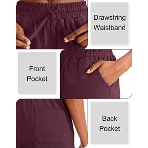 Pantalones cortos informales para mujer, pantalones cortos de verano para entrenamiento físico, pantalones cortos con cordón, teñido liso, diseño personalizado OEM, cintura alta - Product Image 5