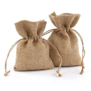 Ensemble de 2 pochettes en toile de jute couleur crème avec nœud en corde pour un usage multiple Qualité supérieure Écologique 100% Réutilisable au quotidien - Product Image 2