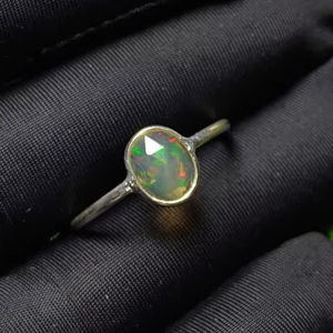 แหวนกรอบดี1.15กรัมโอปอลเอธิโอเปียนหลังแบนอัญมณี925เงินสเตอร์ลิงสำหรับวันครบรอบหรือของขวัญ - Product Image 4
