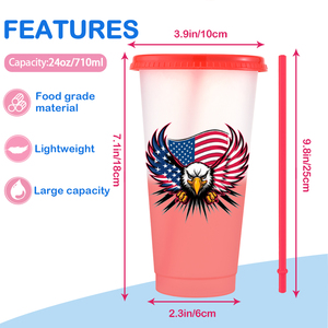 Bicchieri Personalizzabili con Logo per il 250° Anniversario Americano, Regalo Souvenir Premium in Plastica da 16oz e 24oz che Cambiano Colore con l'Acqua Fredda - Product Image 3