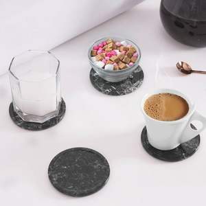 Black <b>Ceramic</b> Classic <b>Coasters</b> Set of 6 with Holder Eco-Friendly Round Drink Mats - Product Image 2