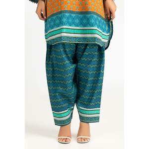 ชุดเซ็ตพิมพ์ลายสีส้มสไตล์โบฮีเมียนสำหรับผู้หญิง ไซส์ XS/XS สำหรับชุดฤดูใบไม้ผลิ/ฤดูร้อน ดีไซน์แบบสองชิ้น - Product Image 1