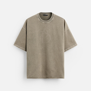 Camisetas de algodón 100% de alta calidad para hombre, lavado ácido, Sol desteñido, estilo informal de gran tamaño, logotipo personalizable, punto Premium, venta al por mayor - Product Image 1