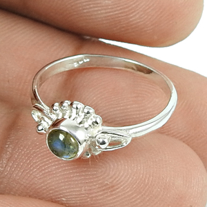 Bijoux personnalisés en argent 925 Sterling Silver Natural Labradorite Gemstone Round Shape Ring Bohemian Handmade Jewelry Supplier - Product Image 3