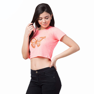 Hauts courts à séchage rapide pour femmes légers 100% coton impression de Logo personnalisé motif solide Streetwear été femmes t-shirts - Product Image 3