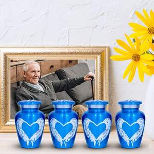 Blue <b>Urns</b> Angel Wings - <b>Small</b> Keepsake <b>Urns</b> <b>for</b> <b>Human</b> <b>Ashes</b> Set of 4 - Angel <b>Urns</b> <b>for</b> <b>Ashes</b> with Box & Bags - Honor Your Loved - Product Image 4